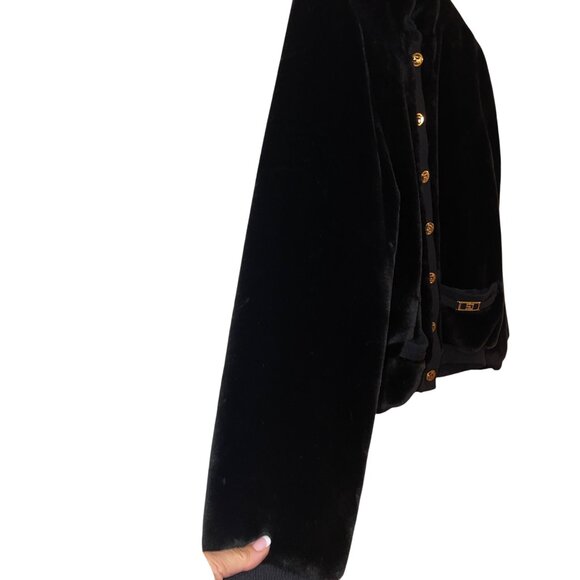 St John Vintage Womens Jacket Size Large Black Bomber Pockets Casual Faux Fur - Picture 14 of 16